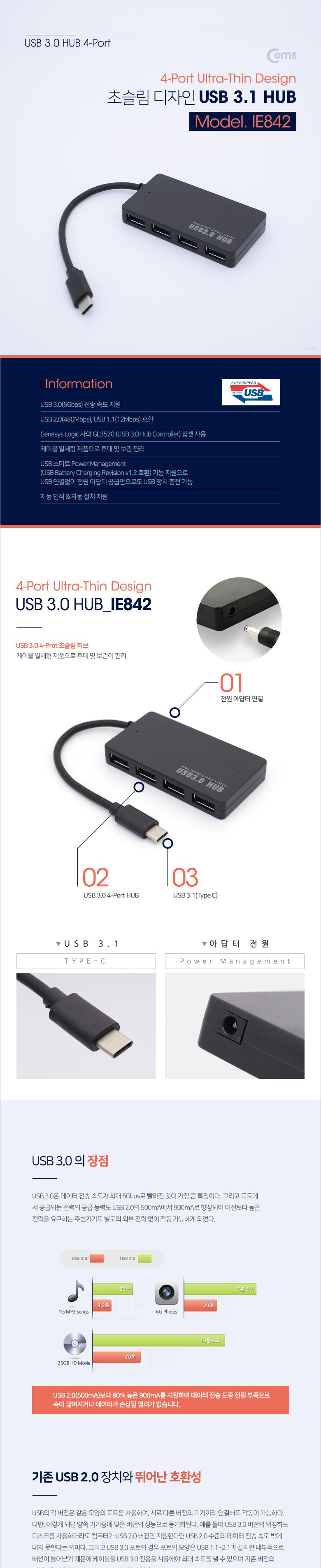 Coms USB 3.1(Type C) 허브 4Port/OTG허브/USB허브케이블/UBS허브/USB허브/OTG젠더/OTGUSB/OTG케이블/OTG리