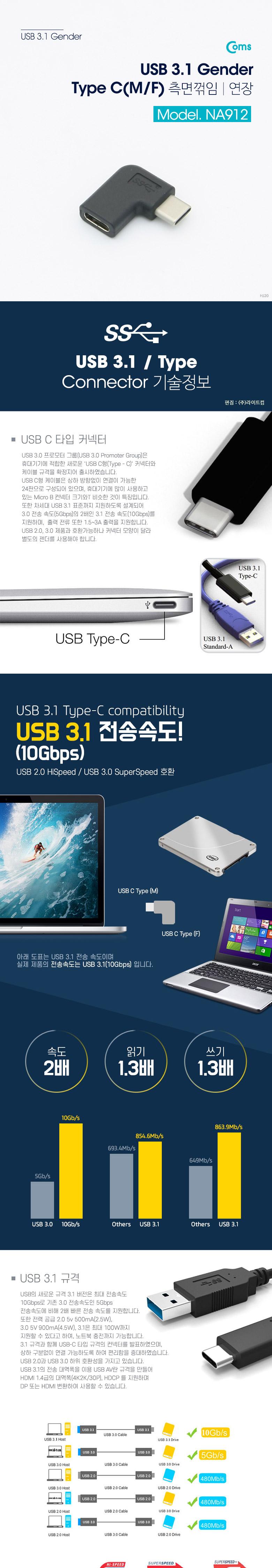 Coms USB Type C 젠더 C to C타입 측면꺾임/꺽임젠더/꺽임연장/꺽임연장젠더/C타입젠더/C타입꺽임젠더/C타