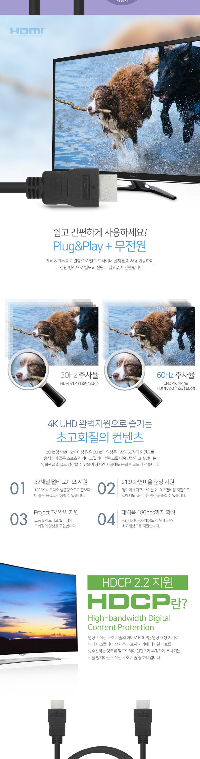 Coms (딜러용) HDMI 케이블(경제형 V2.0) 4K x 2K 60Hz 지원 60cm/딜러용젠더/일반모니터연결젠더/일반모니