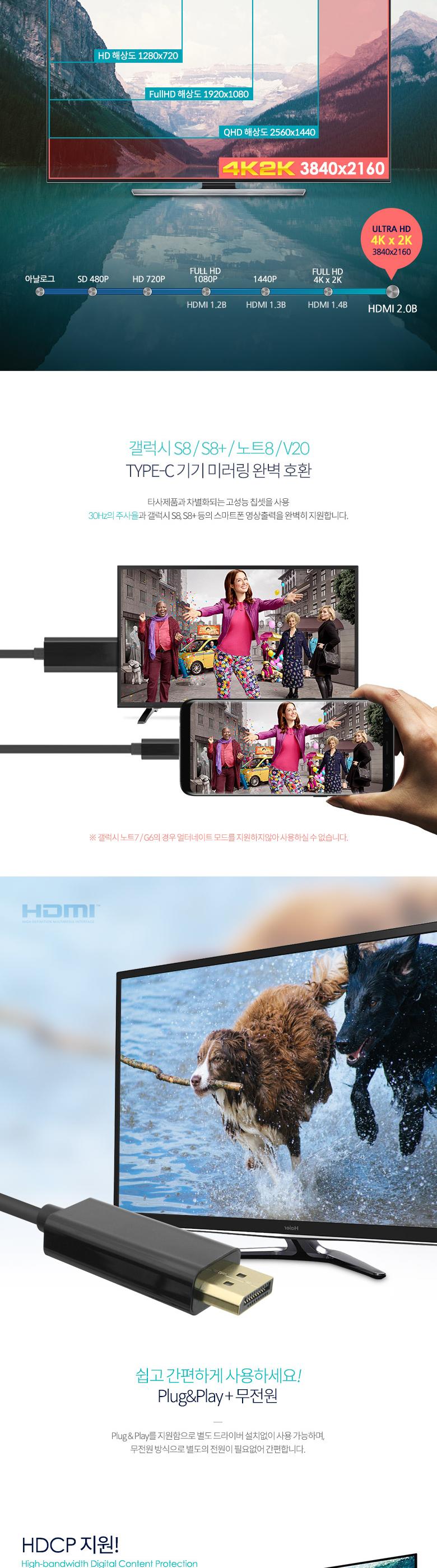 Coms USB 3.1 Type C(M) to DP(M) 변환 컨버터 케이블 1.5M 디스플레이포트 DisplayPort/케이블/C타입케이