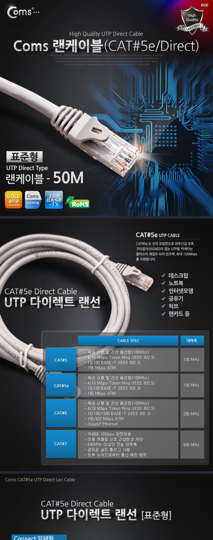 Coms UTP 랜케이블(Direct Cat5e) 50M 다이렉트 랜선 LAN RJ45/LAN케이블/LAN/랜케이블/렌케이블/랜선/렌선