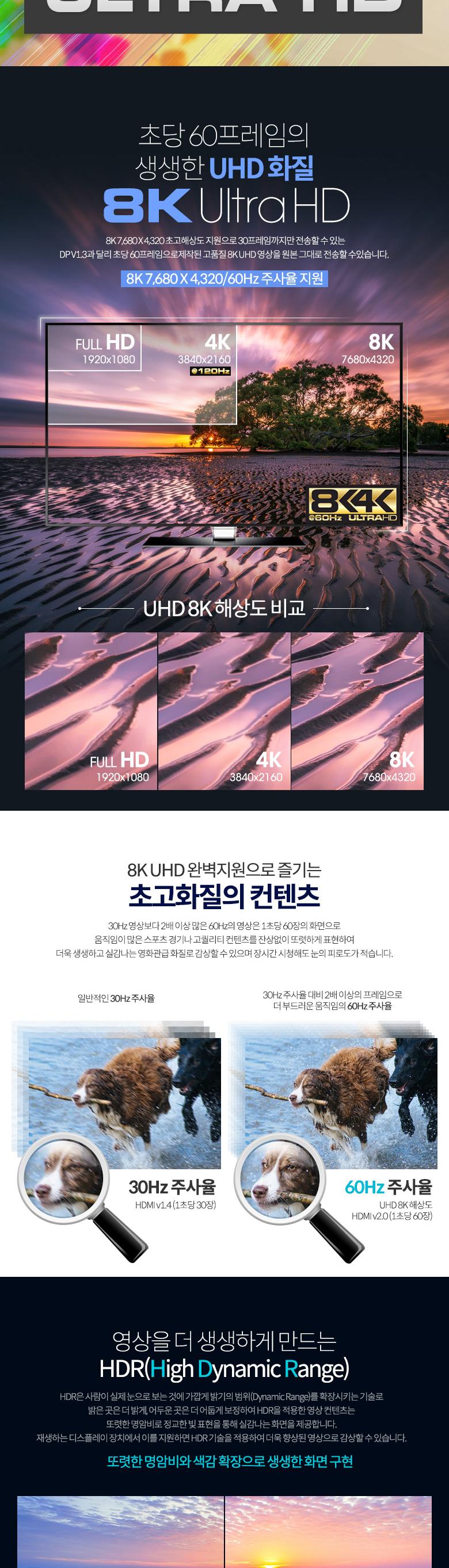 Coms 디스플레이포트 광 케이블 20M. DP v1.4 AOC 8K 60Hz 4K 120Hz UHD DisplayPort/디스플레이포트/광케