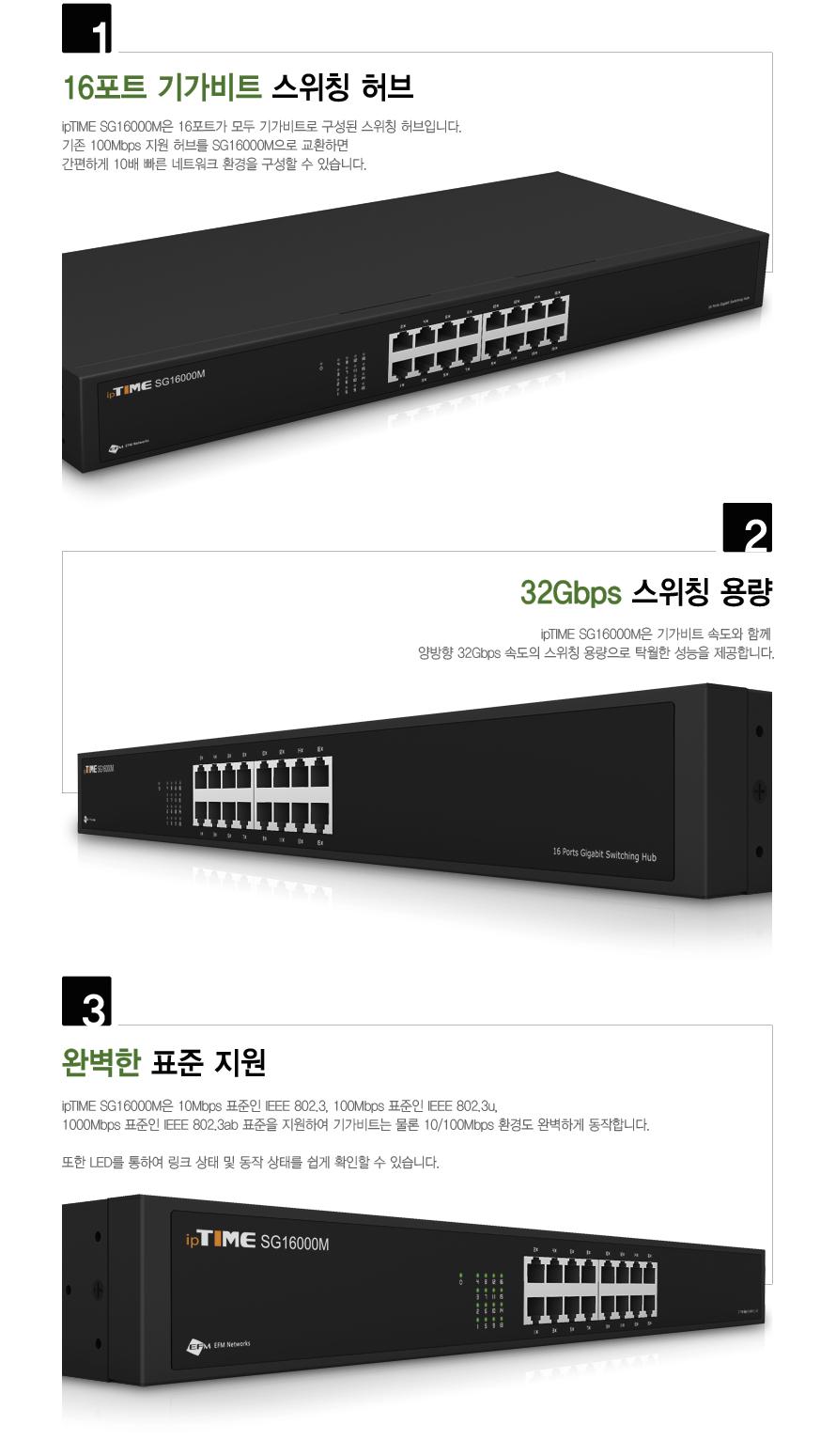 IPTIME SG16000M 16포트 기가허브 허브 네트워크허브 네트워크확장 PC허브 컴퓨터허브 전달허브 노트북허브 연결허브 저장허브 다용도허브