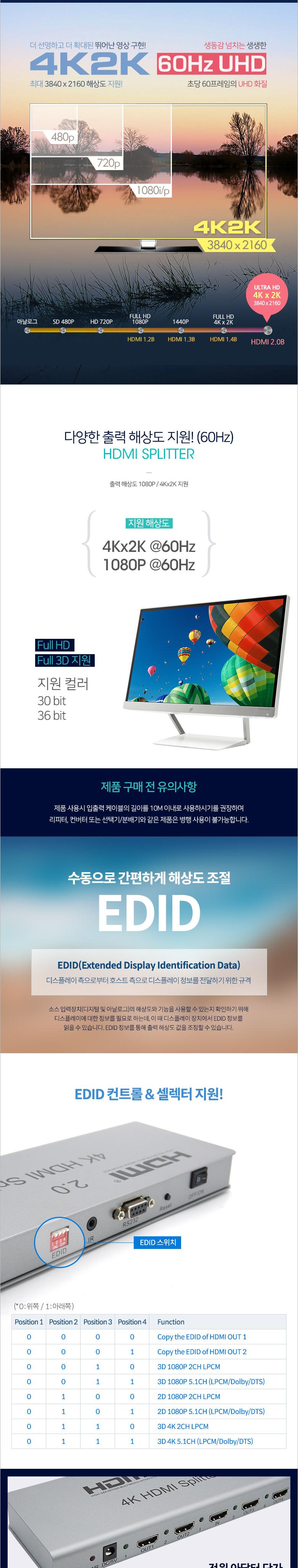 Coms HDMI 분배기 1:8 4K 60Hz/영상분배기/모니터분배/비디오분배기/HDMI분배기/모니터분배기/HDMI분배/PC