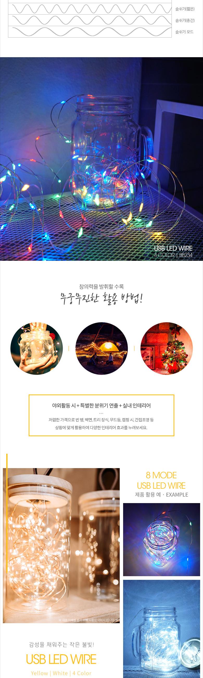 Coms USB LED 케이블 4Color - 속도.밝기 조절 리모콘 와이어 조명 감성 컬러 라이트(색조명). 무드등. 트