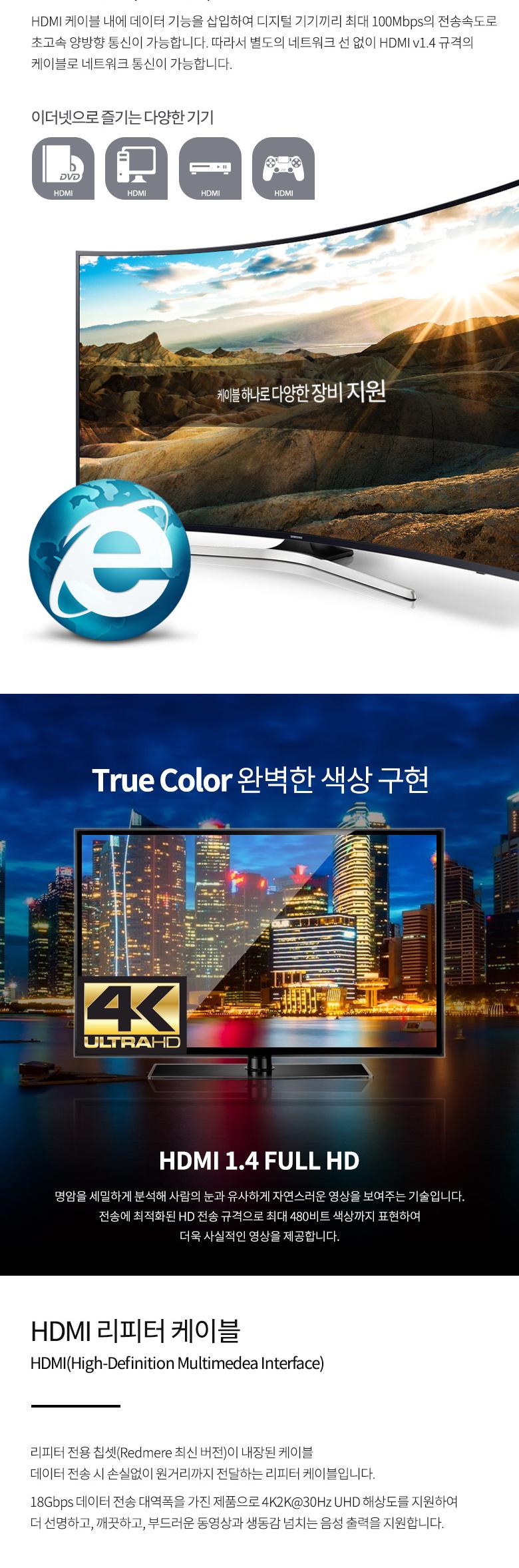 Coms HDMI 리피터 케이블 25M 칩셋 내장/HDMI케이블/케이블/연결케이블/HDMI연장케이블/HDMI연결케이블/영