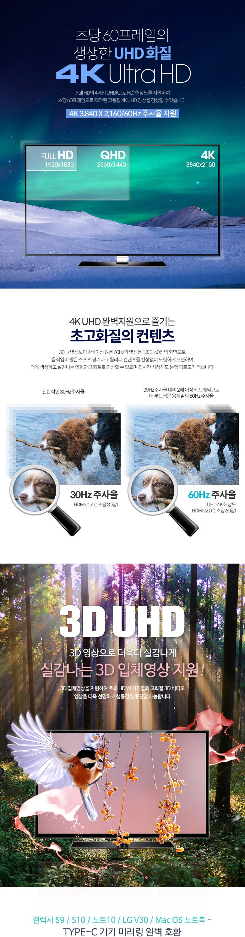 Coms USB 3.1 컨버터 케이블 Type C to HDMI 5M/컨버터케이블/컨버터/케이블/컨버터선/C타입컨버터케이블/C