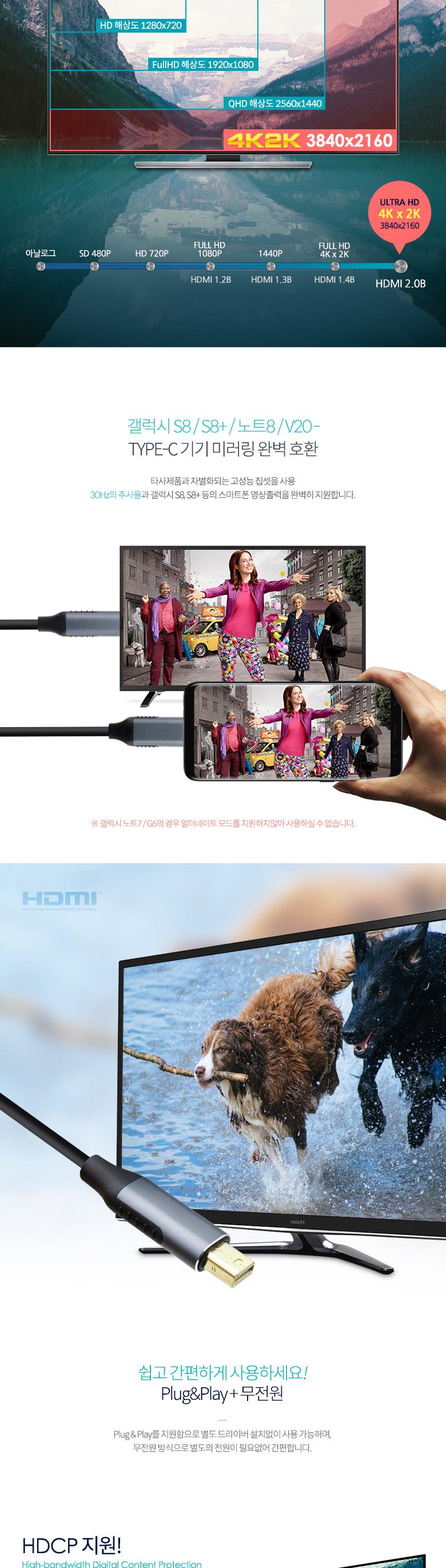 Coms USB 3.1 Type C to 미니 디스플레이포트 변환 케이블 1.8M 4K 60Hz UHD C타입 to Mini DP/케이블/변환
