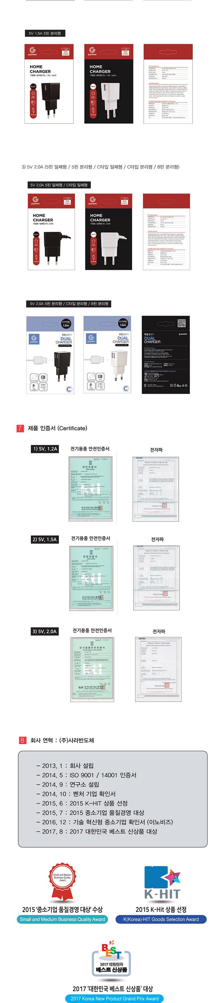 Coms G POWER 5V 1.5A 5pin 가정용 블랙 일체형. 충전기 스마트폰 Micro5P 마이크로5핀/일체형충전기/폰충