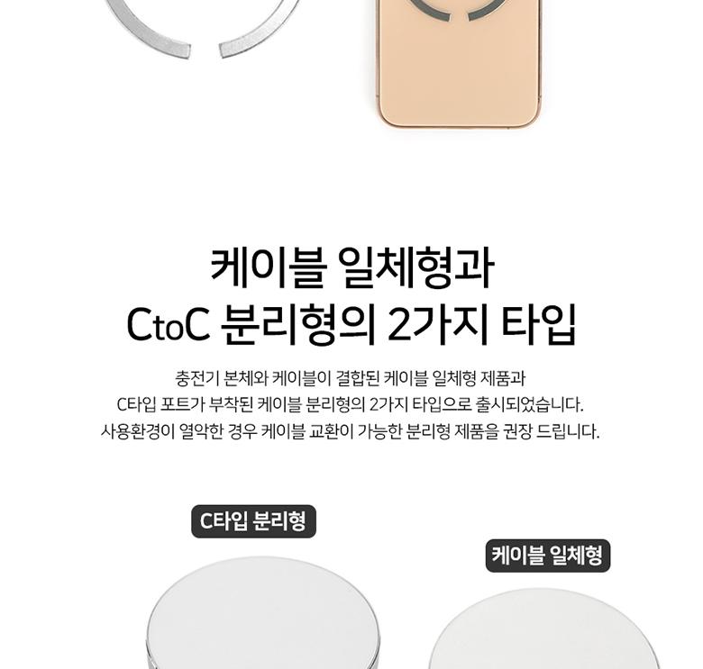 Coms 마그네틱 고속 무선 충전기 맥세이프 일체형 1.5m White 15W USB 전원 AC DC 애플 아이폰용/일체형무