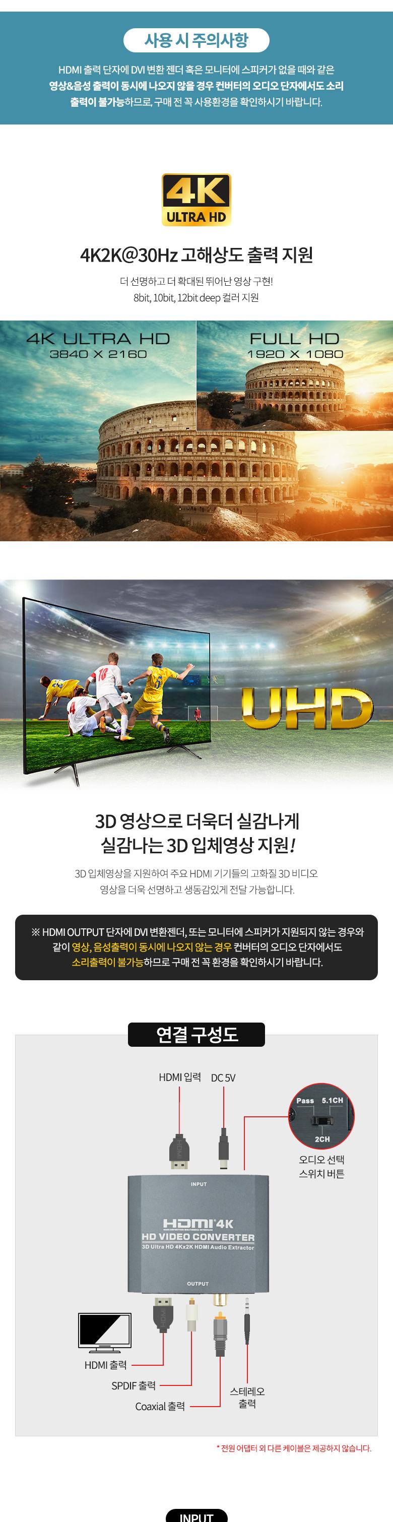 Coms HDMI 오디오 컨버터. HDMI to HDMI SPDIF Coaxial Audio. 4K2K 30Hz. Toslink. 스테레오 3.5mm/HDMI오