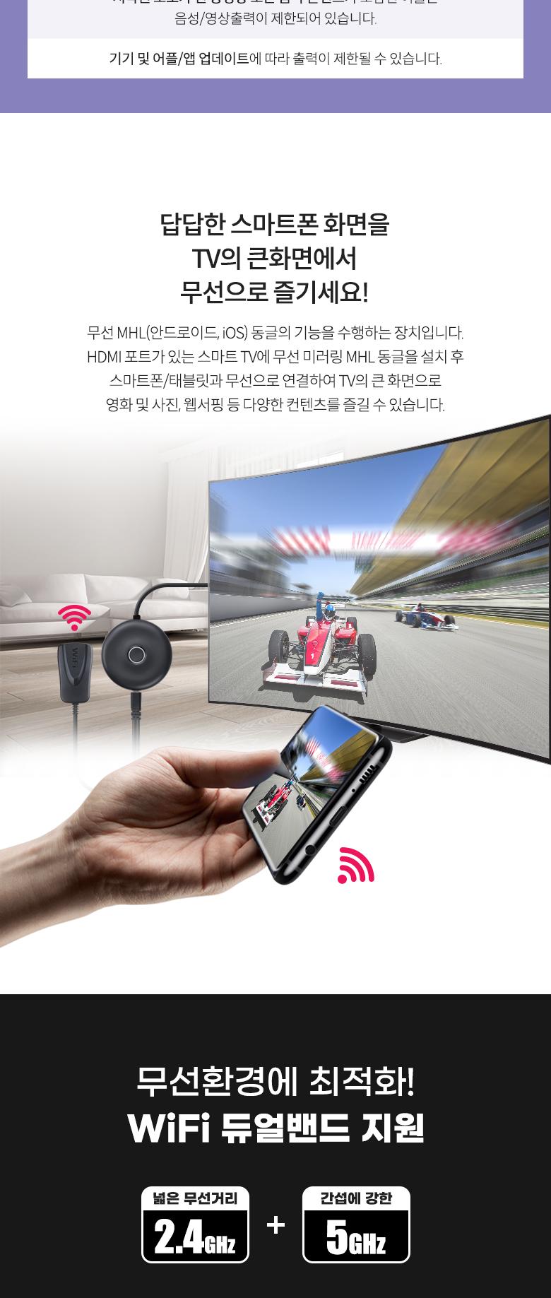 Coms 4K 무선 미러링 MHL 동글 스마트폰 듀얼밴드/동글/동글이/MHL동글/MHL동글이/무선미러링동글/무선미러