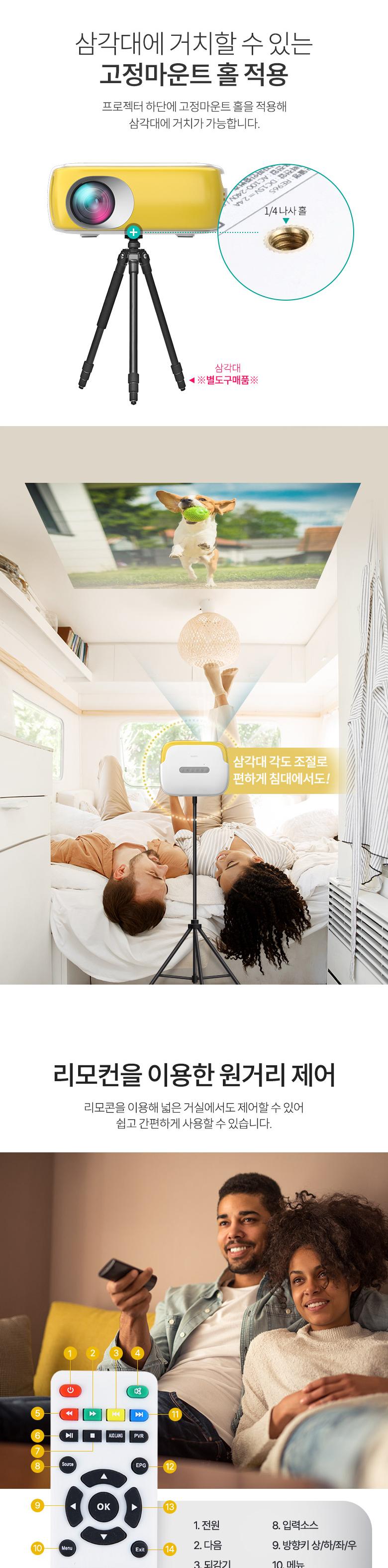 Coms 미니 LED 빔프로젝터 소형 640 x 360 1080P입력/영상프로젝터/프로젝터/프로젝터장비/영상기기/빔프로