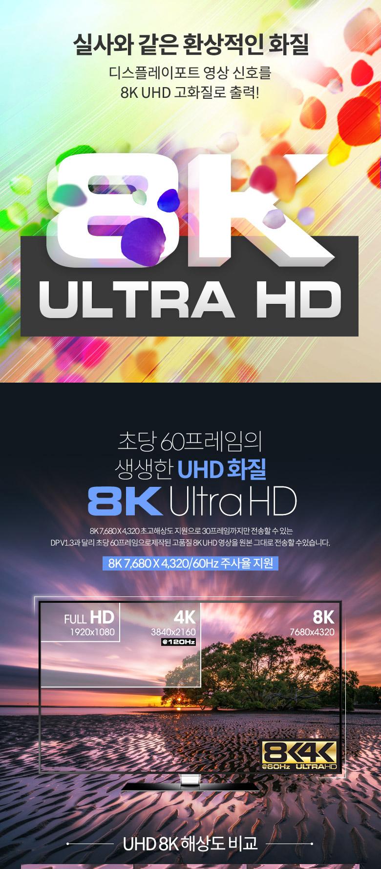 Coms USB 3.1 Type C to 디스플레이포트 변환 케이블 2M 컨버터 C타입 to DP Displayport 1.4 8K 60Hz UHD/
