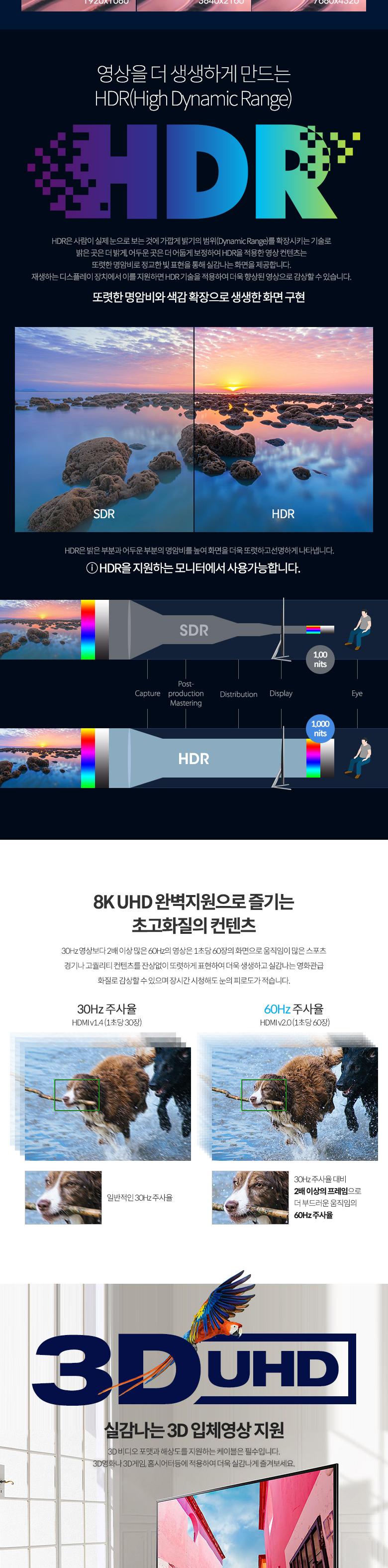 Coms 8K 디스플레이포트 연장 케이블 50cm DP 1.4V 8K/디스플레이케이블/케이블/디스플레이포트/디스플레이