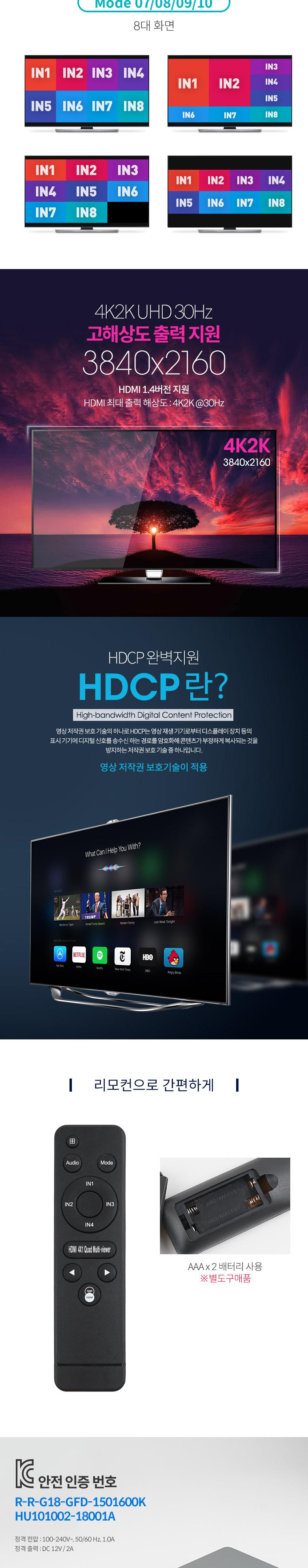 Coms HDMI 화면 분할기 8x1/화면분할기/분할기/HDMI화면분할기/HDMI분할기/8X1화면분할기/8X1분할기/8X1HDM