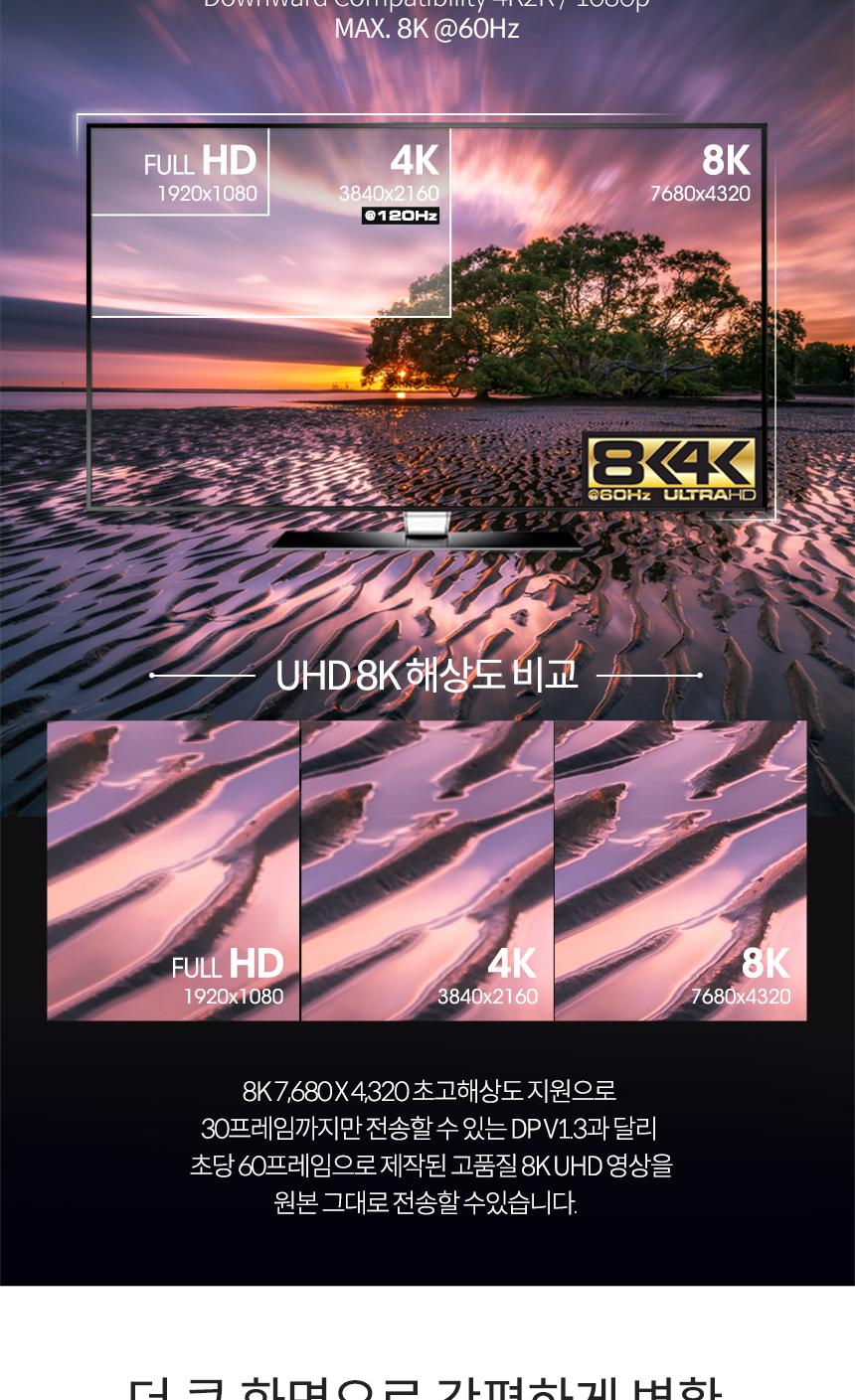 Coms USB 3.1(Type C) to DP 컨버터. C타입. 변환. 8K 60Hz UHD/C타입젠더/C타입케이블/미러링/확장/화면확