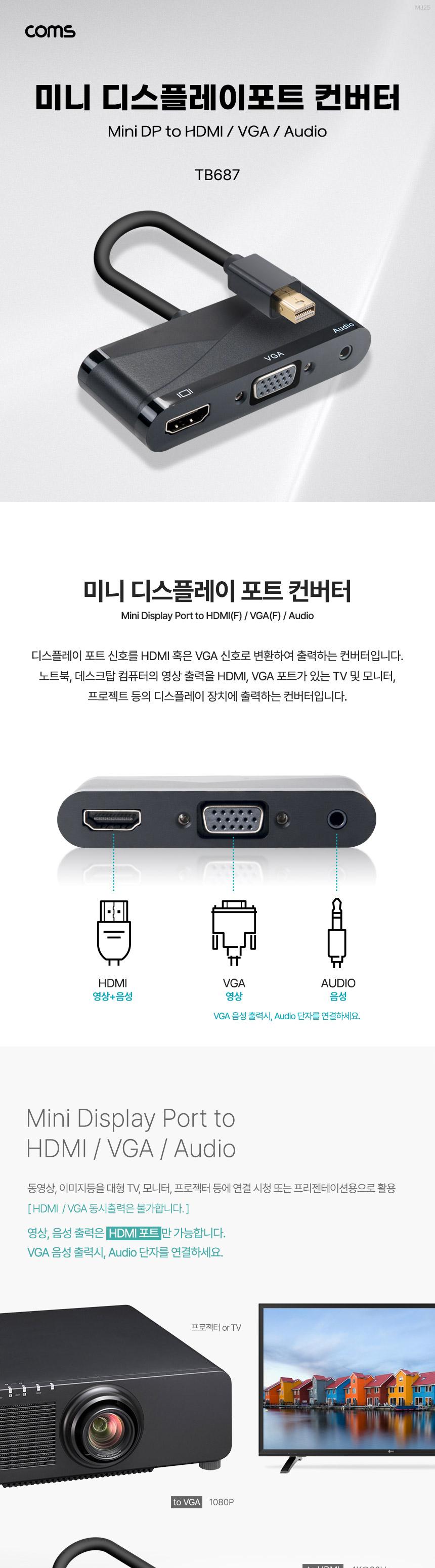 Coms 미니 디스플레이 포트 컨버터/디스플레이포트/디스플레이포트젠더/디스플레이포트컨버터/미니디스플레