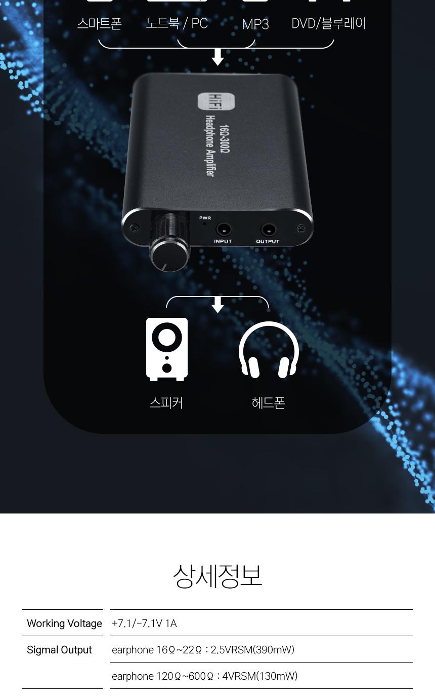 Coms Hi-Fi 헤드폰 사운드 앰프 16-300 Ohm/HIFI헤드폰사운드앰프/HIFI/하이파이/노이즈제거HIFI/노이즈제