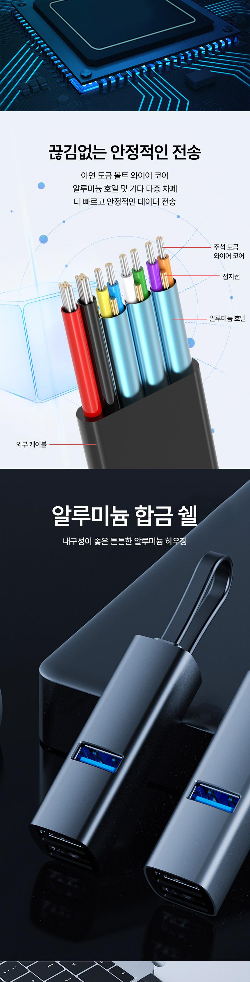 Coms USB Type C 멀티허브 3포트 5IN1 C타입 컨버터 카드리더기/허브/멀티허브/USB허브/C타입허브/카드리더