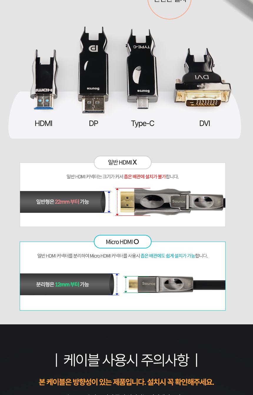 Coms AOC 5 iN1 광 리피터 케이블 8K4K 60Hz HDMI DP DVI Type C USB 3.1 Displayport C타입 디스플레이포