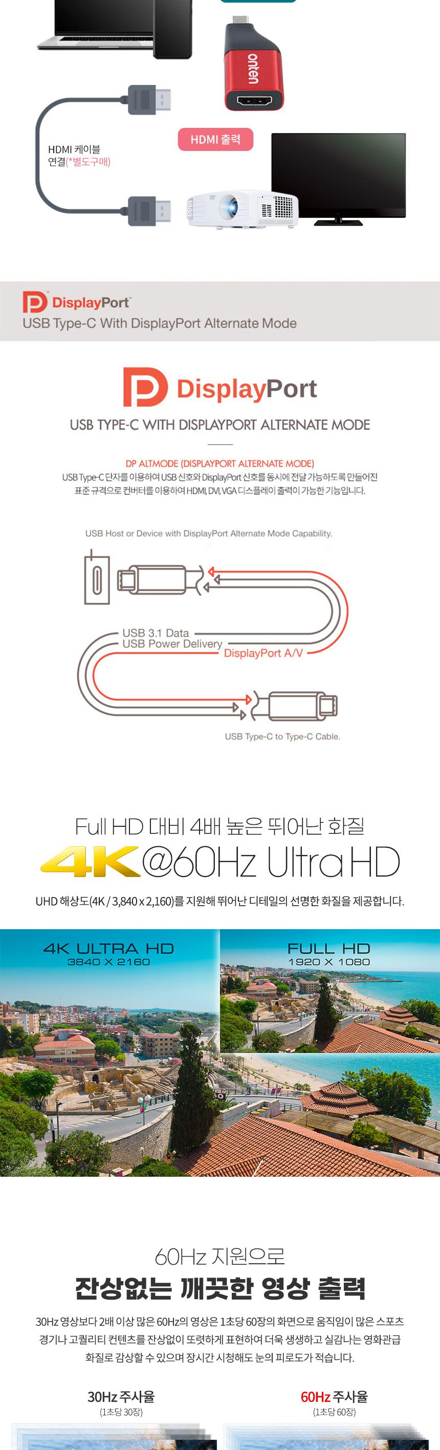 Coms USB Type C to HDMI 컨버터 변환 젠더 C타입 4K 60Hz UHD/VGA젠더/변환젠더/컨버터젠더/변환컨버터/출