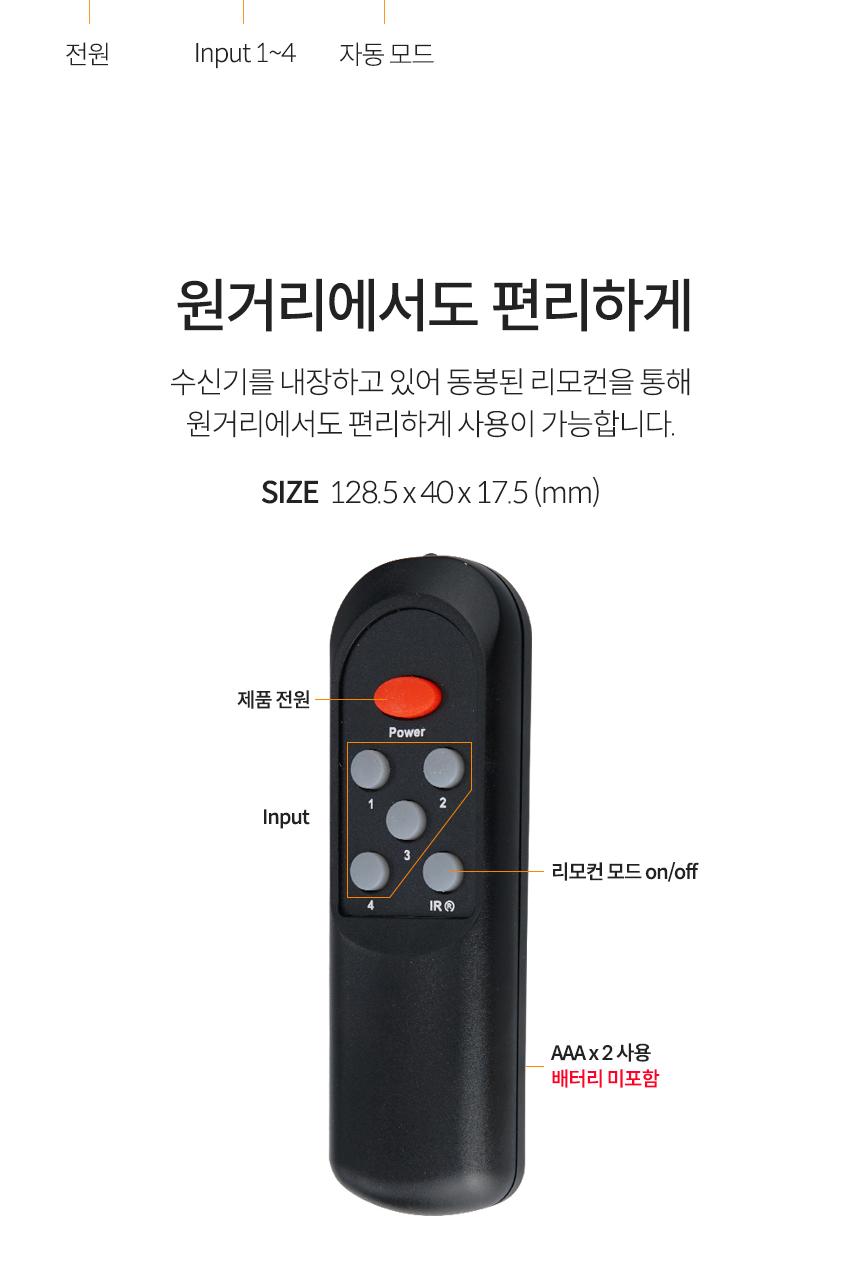 Coms HDMI 선택기 4:1 8K 60Hz 4K 120Hz HDR UHD 화면 리모컨/영상선택기/14선택기/HDMI14선택기/비디오선