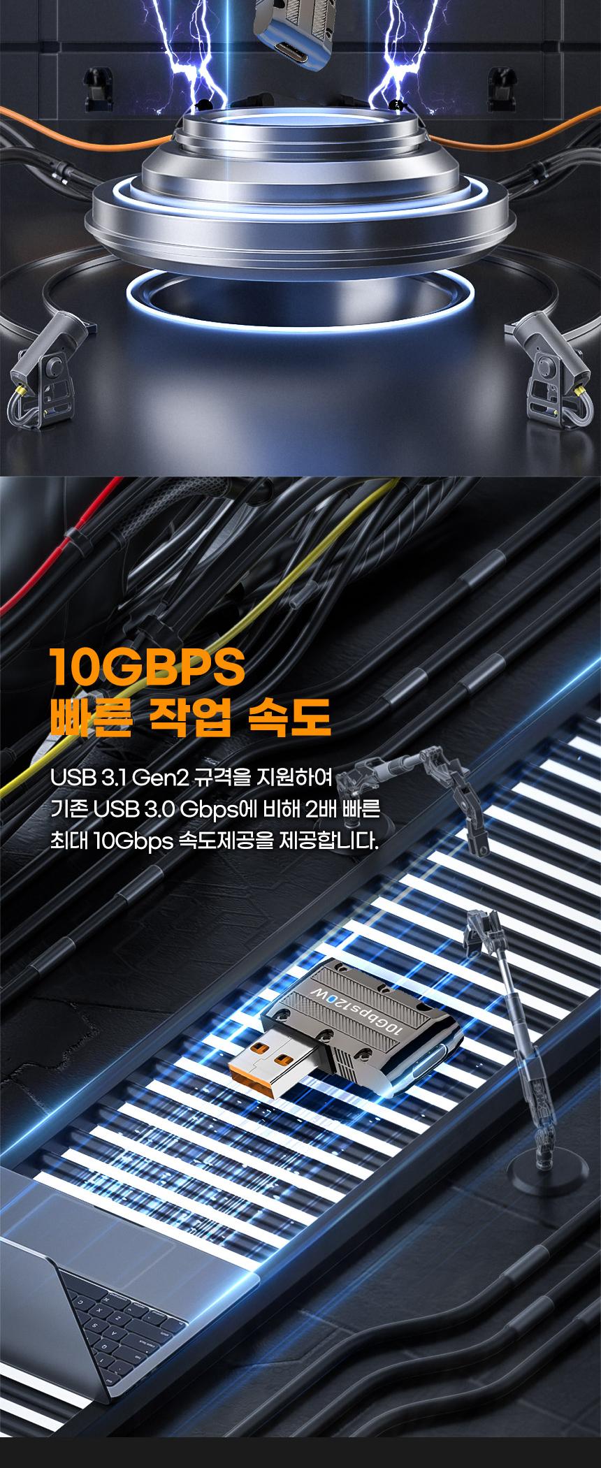 Coms USB 3.1 Type C Gen2 변환젠더 C타입 F to USB 3.0 M 10Gbps 고속전송 120W 상하 꺾임/젠더/변환젠더/