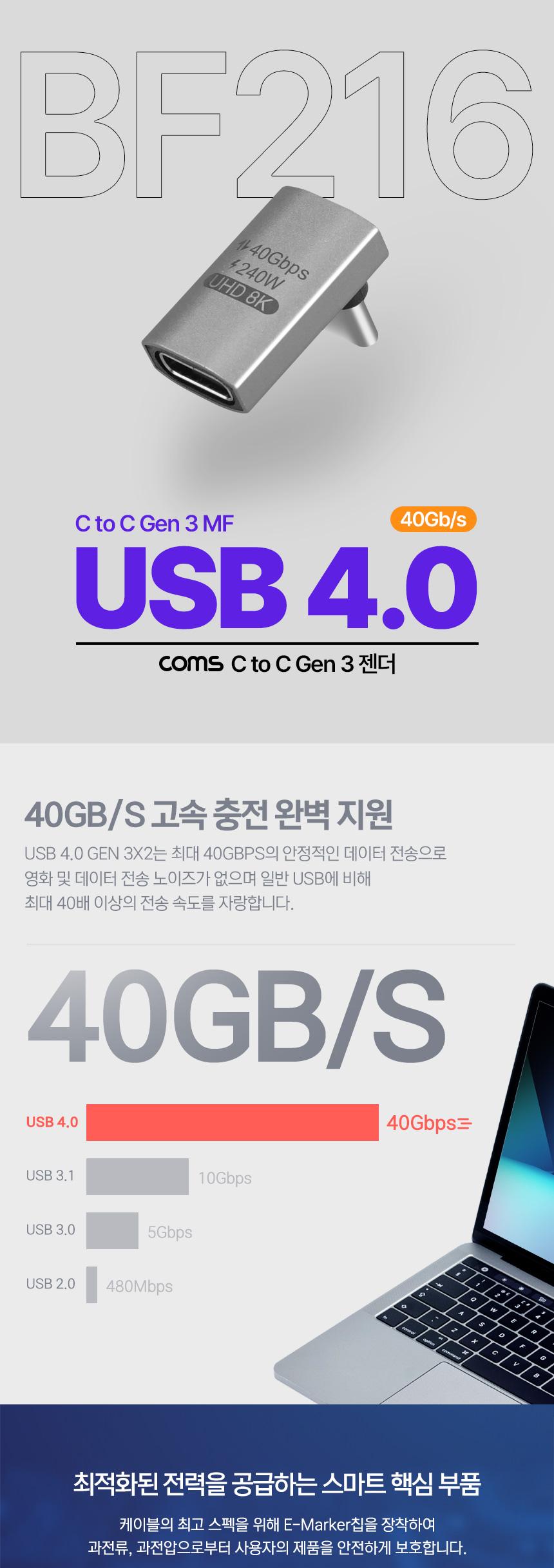 Coms USB 4.0 Type C 꺾임 젠더/젠더/변환젠더/C타입꺾임젠더/꺾임젠더/폰젠더/폰변환젠더/젠더변환기/C타