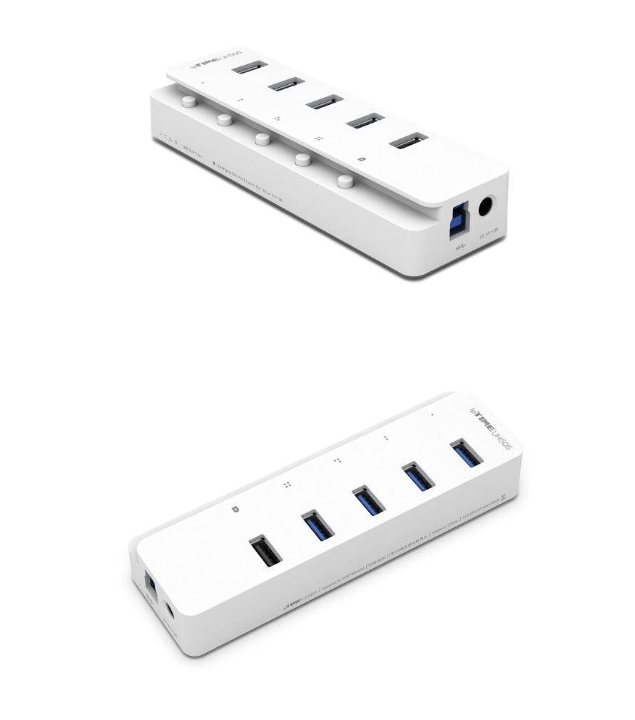 IPTIME UH505 USB3.0 허브 5포트 USB30허브 USB30유전원허브 유전원허브 멀티허브 스마트USB허브 USB충전포트 USB허브 USB충전허브 USB허브케이블 포트허브