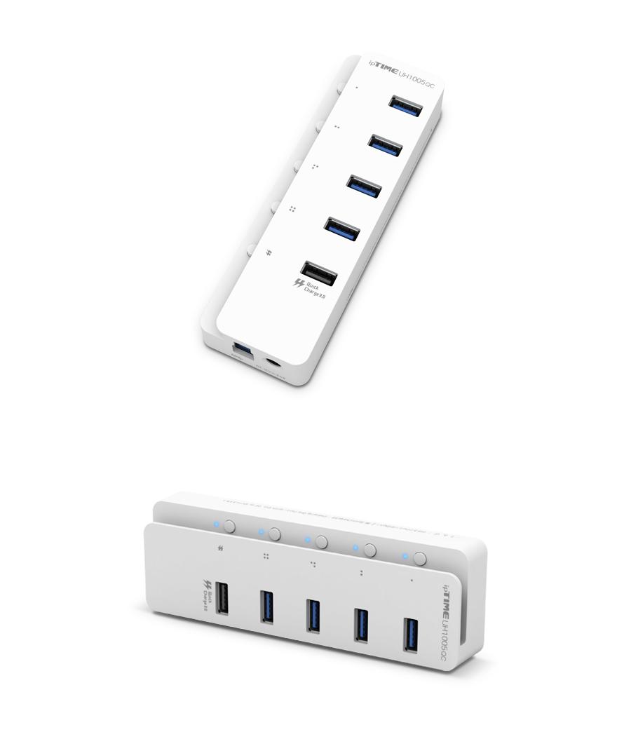 IPTIME UH1005QC USB3.0 허브 5포트 멀티허브 스마트USB허브 QC30USB허브 USB충전포트 USB허브 QC30허브 USB충전허브 USB허브케이블 포트허브 USB32GEN2허브