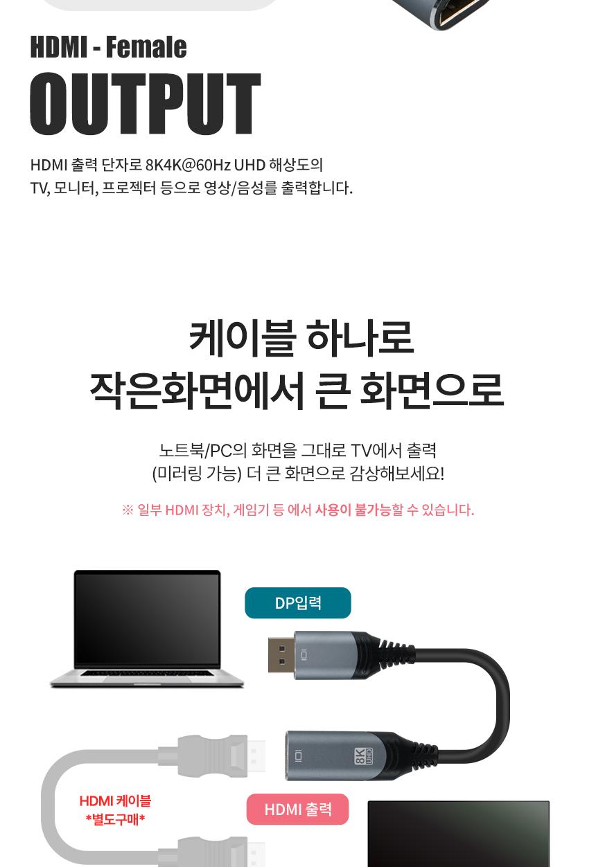 Coms DP to HDMI 컨버터 케이블 20cm/DPTOHDMI케이블/DPTOHDMI컨버터케이블/HDMI케이블/케이블/연결케이블/