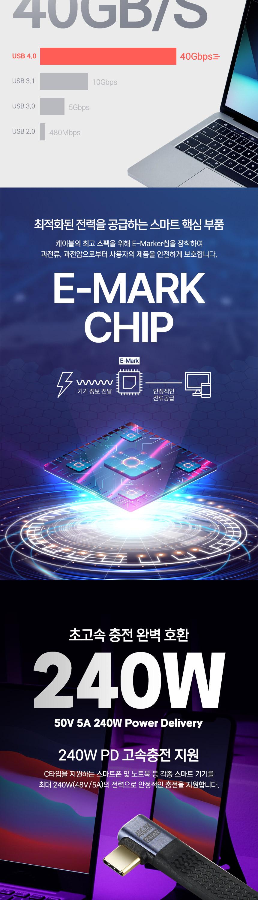 Coms USB 4.0 C 케이블 젠더 꺾임 MF C타입 40Gbps/충전케이블/꺾임케이블/꺾임충전케이블/USBPD케이블/급