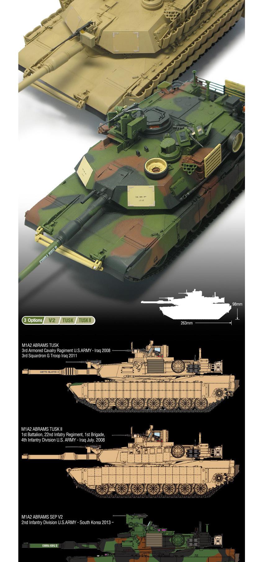 아카데미 미육군 M1A2 터스크II 탱크 전차 모델298/피규어/미니피규어/미니프라모델/키덜트취미/키덜트프라