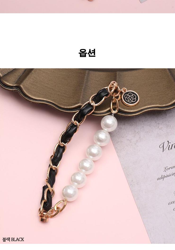 HK 진주 가죽사슬 핸드 스트랩 전기종/핸드폰케이스/케이스부속품/케이스악세사리/휴대폰악세사리/핸드폰악
