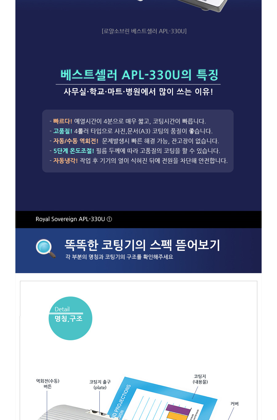 로얄소브린)라미네이터(APL-330U A3)/코팅/라미네이팅/라미네이팅기계/라미네이팅코팅/라미네이터/종이코팅