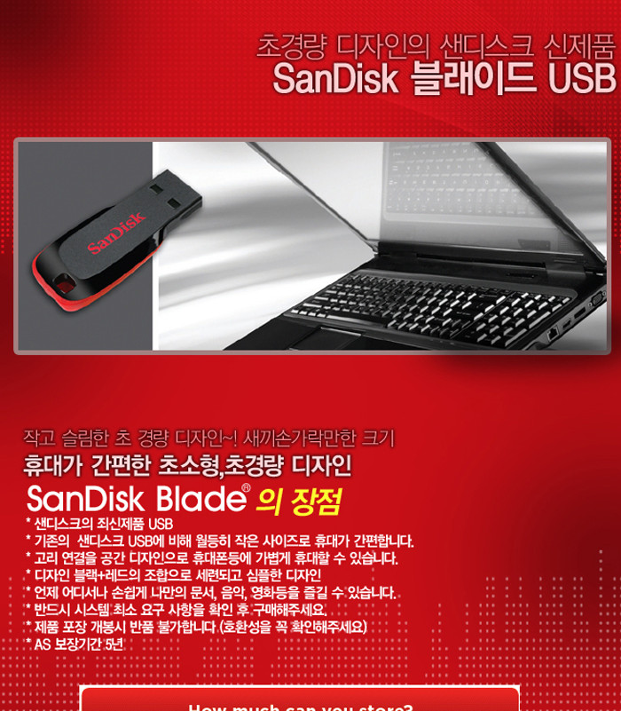 SANDISK)저장장치(32GB Z50-BLADE)/저장장치/메모리/USB메모리/슬림USB메모리/USB저장장치/데이터저장장치/