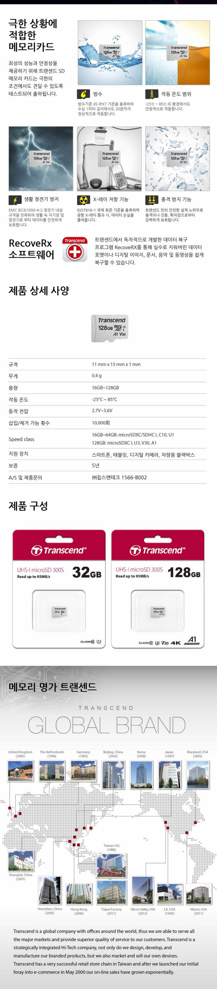 트랜샌드)MICRO SDHC CARD(300S UHS-I 32GB)/32GB메모리/32GB메모리카드/32GBSD카드/SDHC카드/SDHC메모리/M