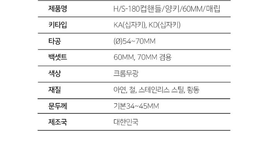 매립형 양쪽키 컵핸들 잠금장치 HS-180 양쪽키컵핸들잠금장치 도어부속품 도어부품 도어잠금 도어잠금장치 잠금장치 문잠금장치 컵핸들잠금 컵핸들잠금장치 매립형잠금장치