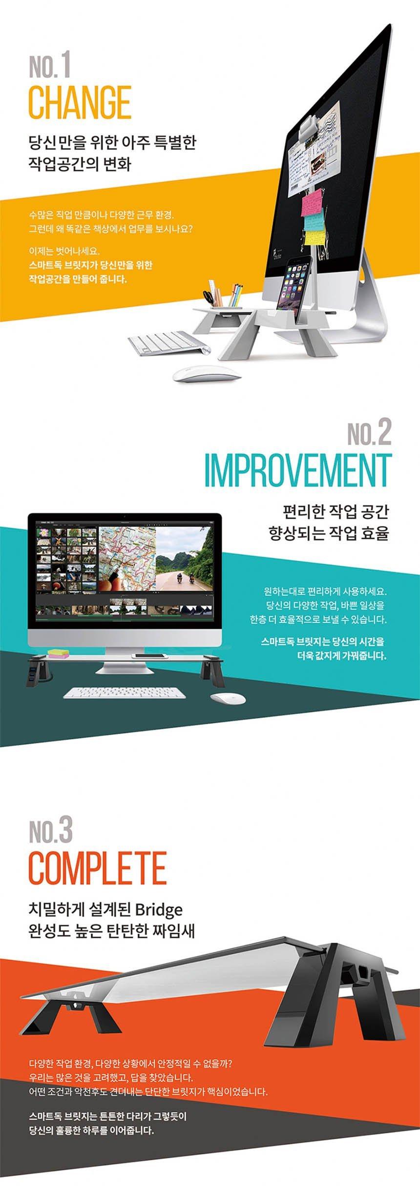 S324 스마트독 브릿지 모니터받침대 USB 화이트 투명/모니터받침대/모니터선반/받침대/컴퓨터책상/컴퓨터받