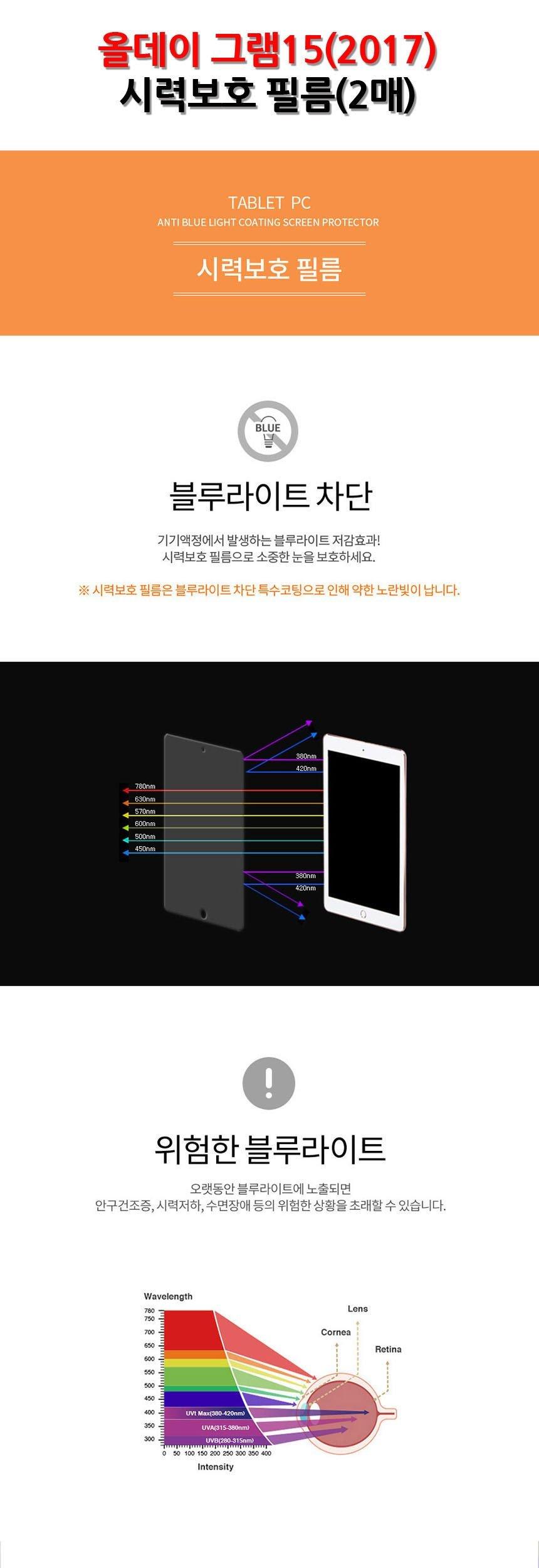 LG 올데이 그램15 2017 시력 보호 필름 2매/노트북보호필름/노트북액정보호필름/액정보호필름/보호필름/노
