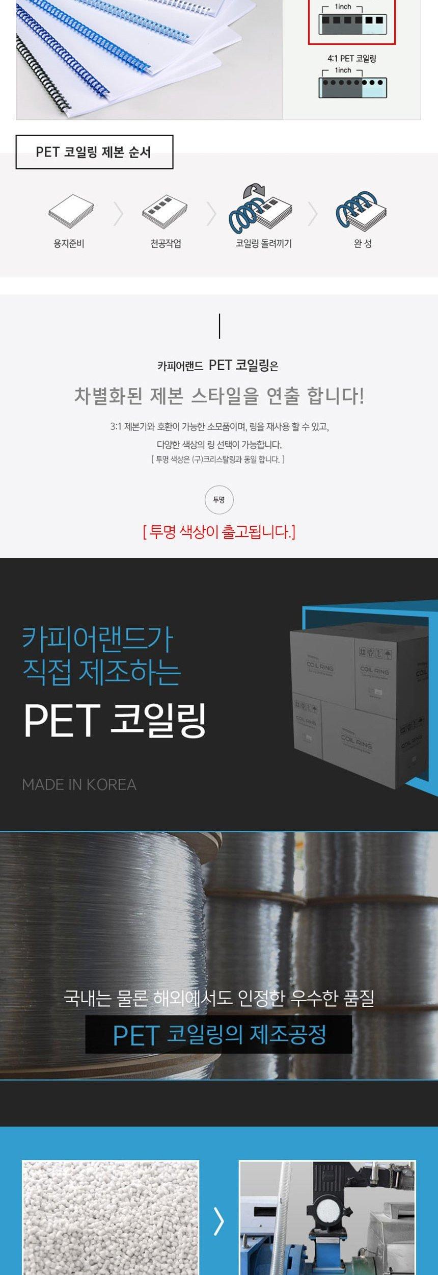 제본용 3대1 투명 PET 코일링 1Kg 30mm/투명링/제본용투명링/제본전용링/제본링/코일링/제본소모품/제본악