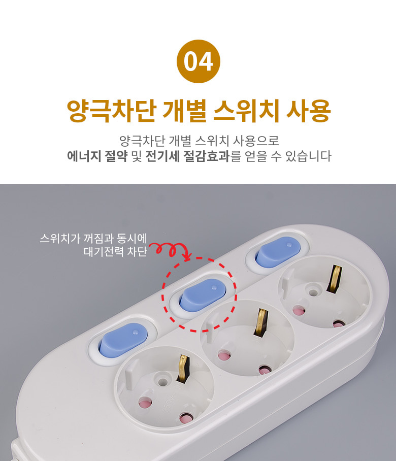 개별멀티탭 3구 5m 29-00642 (1C721) 멀티탭 가정용멀티탭 컴퓨터멀티탭 PC멀티탭 사무실멀티탭 콘센트 멀티콘센트 업소용멀티탭 식당멀티탭