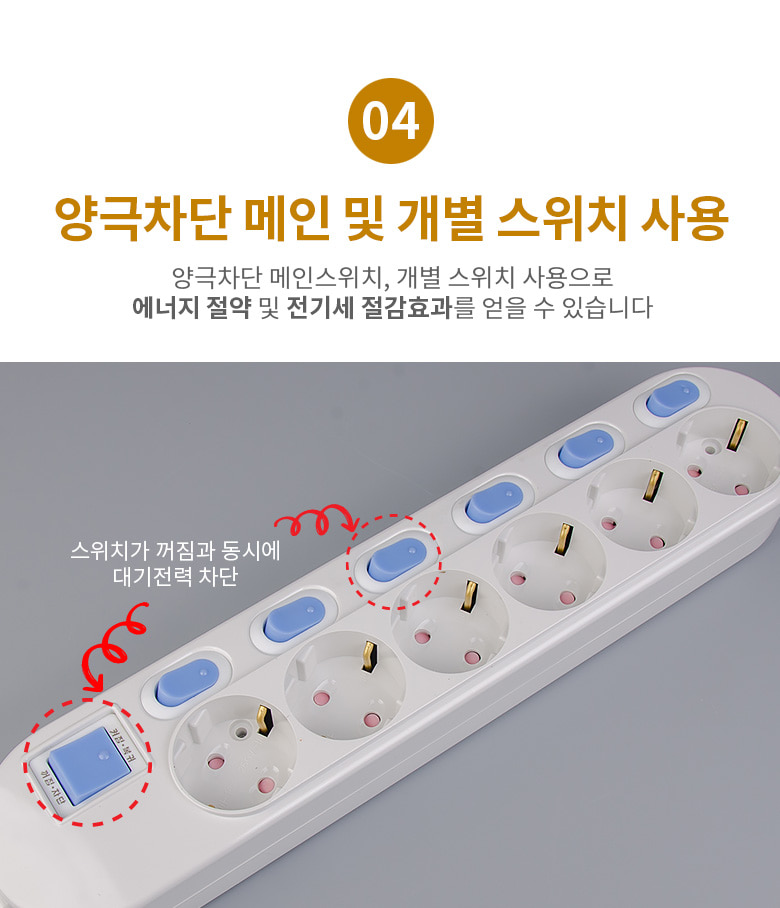개별멀티탭 6구 5m 29-00651 (1C421) 멀티탭 가정용멀티탭 컴퓨터멀티탭 PC멀티탭 사무실멀티탭 콘센트 멀티콘센트 업소용멀티탭 식당멀티탭