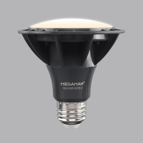 PAR30 LED 블랙 LOW플리커 MEGA(A) 15W 주백 확산 KS in-371812 전구 LED전구 내장형전구 내장형LED램프 내정형LED전구 컨버터내장형램프 거실전구 사무실전구