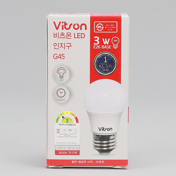 인지구 LED 3W E26 G45 전구 KS in-122945 전구 욕실전구 교체전구 램프 작은전구 교체용전구 LED전구 볼전구