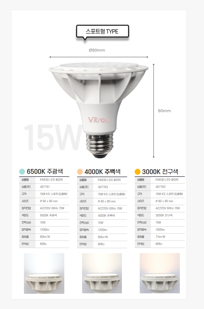 PAR30 LED 블랙(A) 15W 주백 스포트(집중형)(대체코드:380858) in-407760 전구 LED전구 내장형전구 내장형LED램프 내정형LED전구 컨버터내장형램프 거실전구 사무실전구