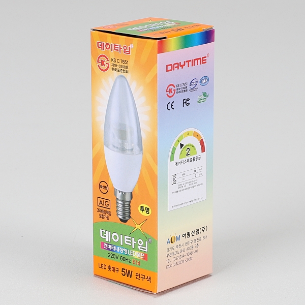 촛대구 LED 5W E14 투명 전구색 KS in-512888 전구 장식용전구 인테리어전구 촛대구전구 조명 장식조명 인테리어조명 컬러촛대구 촛대조명 촛대전구