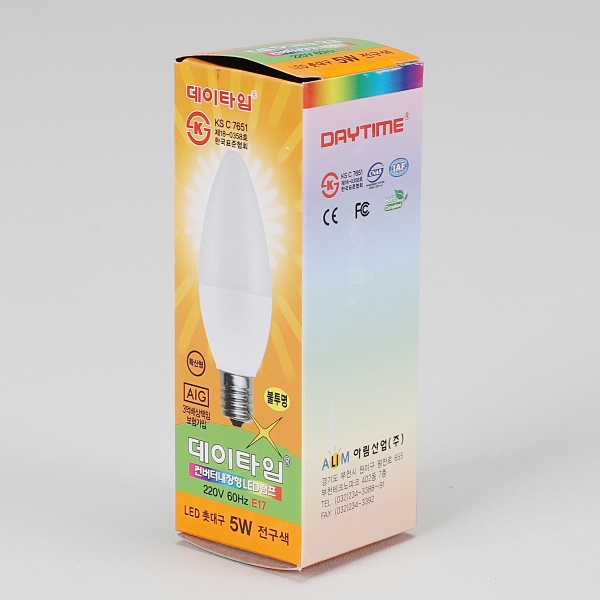 촛대구 LED 5W E17 불투명 전구색 KS in-512882 전구 장식용전구 인테리어전구 촛대구전구 조명 장식조명 인테리어조명 컬러촛대구 촛대조명 촛대전구