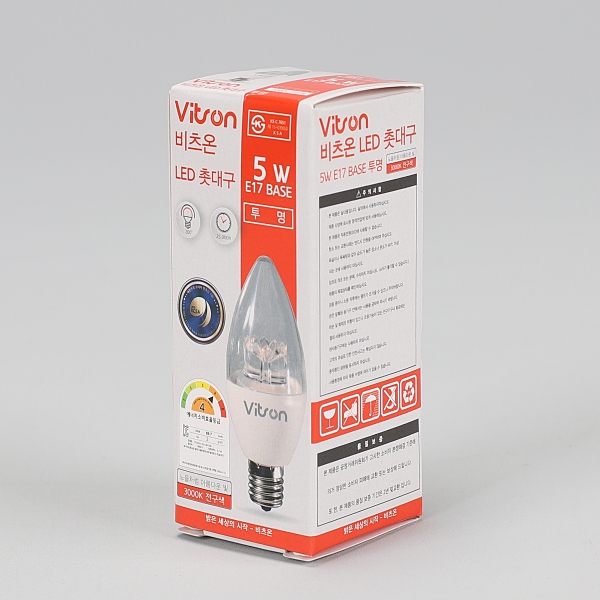 촛대구 LED 5W E17 3K 투명 전구 KS in-236372 전구 장식용전구 인테리어전구 촛대구전구 조명 장식조명 인테리어조명 컬러촛대구 촛대조명 촛대전구